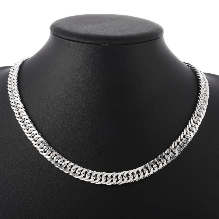 Hot fine Width 6MM chain 925 Sterling Silver Necklaces for Women Men Charm fashion Jewelry wedding Party Holiday gift 50-60cm