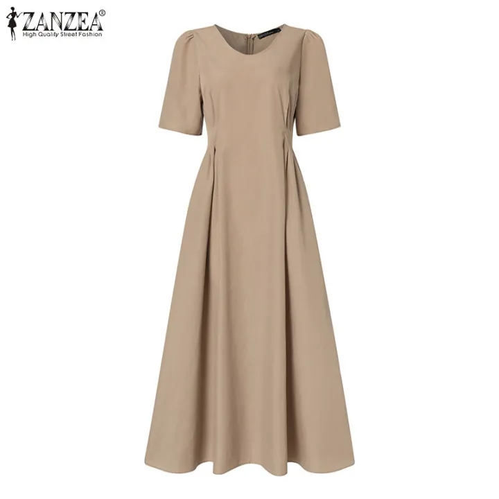 ZANZEA%20Korean%20Style%20Women%20Fashion%20Round%20Neck%20A-Line%20Dresses%20Holiday%20Party%20Club%20Solid%20Dress%20#10%20-%20Image%206