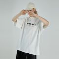 WASSUP HEODSAmerican-Style Vintage Printed Summer Short SleeveTMen's National Fashion Cotton Loose Design.