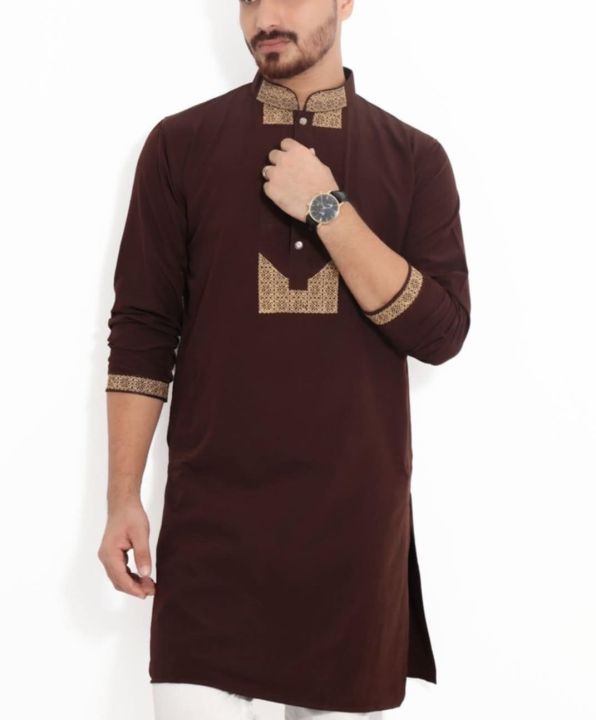 Coffee color Embroidery Panjabi for men