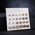 Trendy Fashionable 12 Pairs = 24 Pcs Mixed Design Stud Earrings for Girls Simple Stylish - Earring for Women New Collection. 