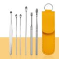 Ear Pick Set Portable Ear Cleaner Set Stainless Steel With Lather Case 1set 6 PCS. 