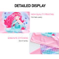 DSstyles 2pcs Girls Split Swimsuit Cartoon Mermaid Long Sleeves Tops Long Pants Beach Sunscreen Quick-drying Swimming Suit.