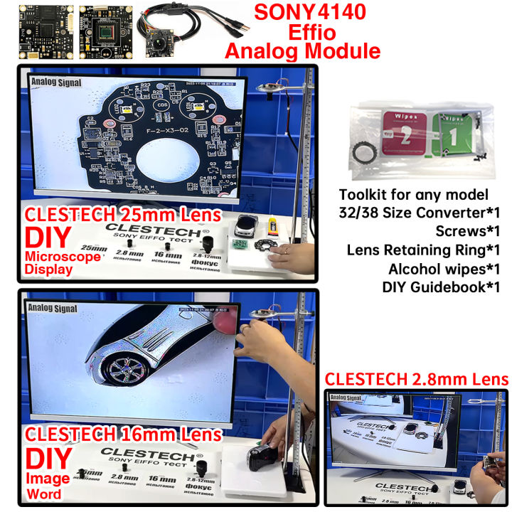 CLESTECH%20SONY%20EFFIO%20CCD%204140+673%20800TVL%20Chip%20Module%20Analog%20CCTV%20CAMERA%2032*32mm%20Microscope%20DIY%20Osd%20Menu%20Cable%20Full%20Set%20TV%20Monitor%20-%20Image%203
