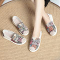 Spring New Beijing Traditional Cloth Shoes Women's Korean Style Slip-on Lazy Shoes Flat Canvas Shoes Women's All-Match Casual Shoes. 