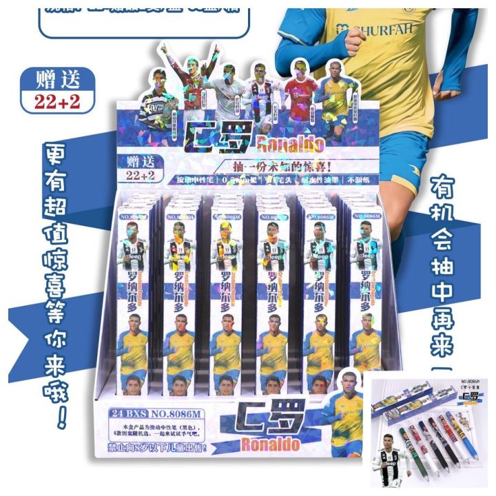 Cristiano Ronaldo, Football Star, Cartoon Animation, Single Blind Box Gel Pen, ST Head, 0.5mm Student Writing Black Pen
