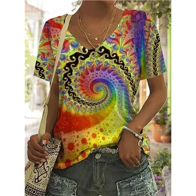 2023%20New%20Summer%20New%20Women%20T%20Shirt%203d%20Flower%20Print%20V-neck%20Short%20Sleeve%20Blouse%20Fashion%20Plus%20Size%20T-shirts%20For%20Women%20Clothing%20Y2k%20-%20Image%207