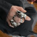 Punk Armour Rings Punk Gothic Rock Scroll Joint Armor Knight Metal Multilayer Finger Rings Cosplay Jewelry.