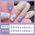 DIY Fake Nail Light Purple White Nail with Cute Rabbit Pattern for Festival Party and Date. 