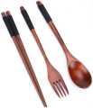 4 Piece Reusable Wooden Cutlery Set for Beginners (Black). 