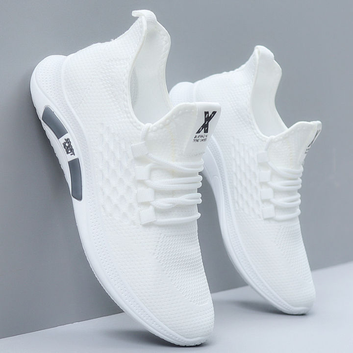 Spring White Casual Shoes Breathable Non-slip Walking Sneakers Men Shoes Outdoor 2023 Comfortable Fashion Lace Up Running Shoes KEEMEEUYZO