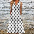 2024 Summer New Amazon Foreign Trade Wish Independent Station Fashion Pocket V-neck Stripe Sleeveless Casual Dress. 