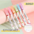 6pcs Curves Highlighter Pen Set With 6 Different Curves Shapes Fine Tips Colored Curves Pens Highlighter Markers Stationery.