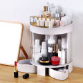 3 Layer Rotation Transparent Door Desktop Organizer Storage Box Makeup Cosmetic Drawer Case. 