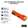 2-In-1 torch light Rechargeable Led Flashlight Long-Lasting Cob Torchlight With Usb Charging Capability.