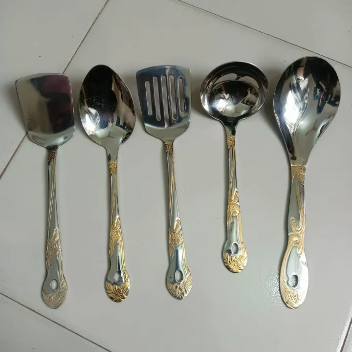 stainless%20steel%20spatula%20spoon%20golden%20design%20heavy%20quality%20-%20Image%203