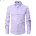 New 2023 Men's Long Sleeve Dress Shirts Anti-Wrinkle No-Ironing Elasticity Slim Fit Men Social Formal Shirts Solid Camisas Male. 
