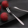 6pcs creative stainless steel fruit sign two tooth fork cake dessert fork Encounter. 