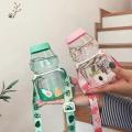 450ml Yogurt Plastic Water Bottle With Strap Cute Carton Kawaii Tour Fruit Drinking Milk Bottle Portable Leakproof Cute Bottle.