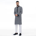 Men's Black Contrasted Slim Fit Panjabi by LUBNAN.