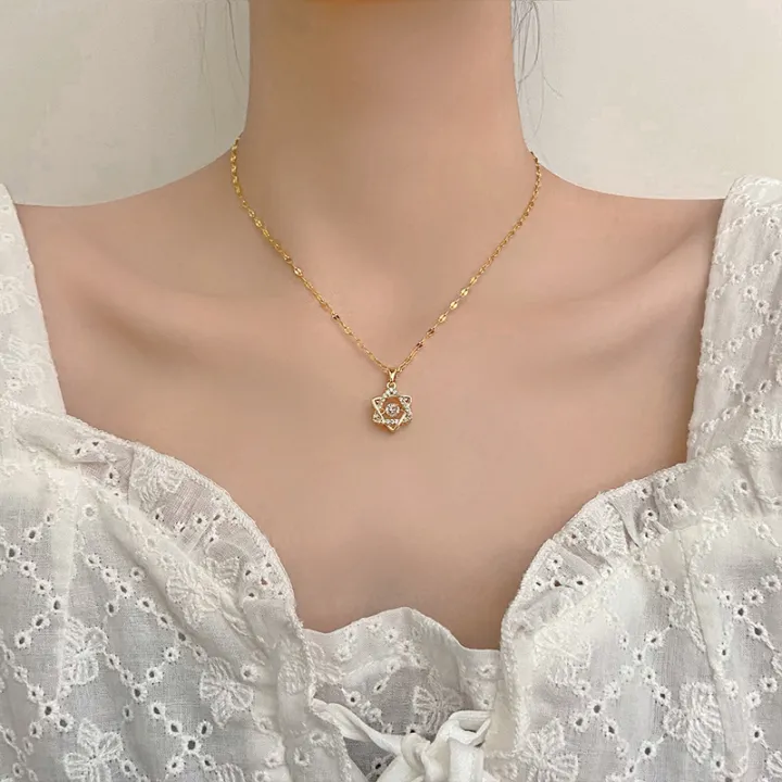 Star%20Point%20Titanium%20Steel%20Real%20Gold%20Electroplating%20Neckless%20for%20Women%20-%20Image%202