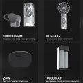 Handheld Jet Fan 100,000RPM Brushless Motor Duct Fan High Power Ducted Turbofan Violent Dust Blower Powerful Keyboard Cleaning Tool Multi-speed Adjustment 6pcs Brightness Adjustable LED Lights with Fast Recharging Functions.