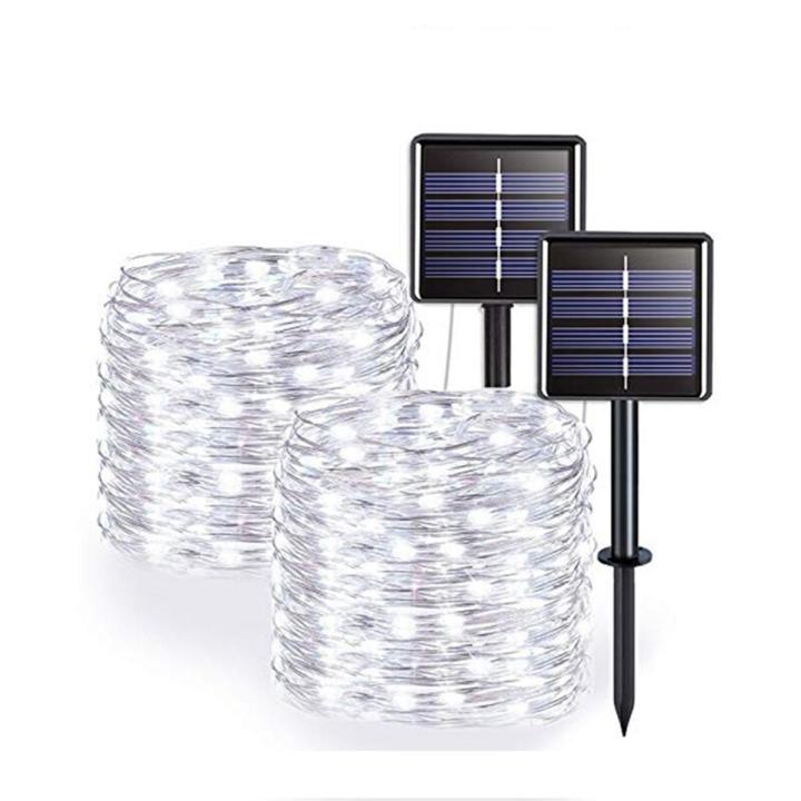 Outdoor Solar String Lights 1000 Led Solar Powered Fairy Lights with 8 Lighting Modes Waterproof Decoration Copper Wire Lights f--White-2Pack--20M-200LED