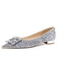 Wedding Shoes Women's Flat New Crystal Glitter Wedding Dress Xiuhe Bridesmaid Pregnant Women's Banquet Daily Wearable Crystal Shoes.