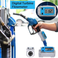 25 Digital Turbine Flow Meter For Measuring Gasoline Water Sea Liquid Flowmeter Blue Easy To Use Silver & Blue.