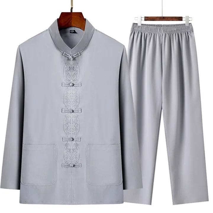 Spring%20and%20Autumn%20Ethnic%20Style%20Ancient%20Chinese%20Clothing%20Men's%20Tang%20Suit%20Men's%20Long-Sleeved%20Middle-Aged%20and%20Elderly%20Father%20Grandpa%20Cotton%20and%20Linen%20Suit60To70Years%20Old%20-%20Image%203