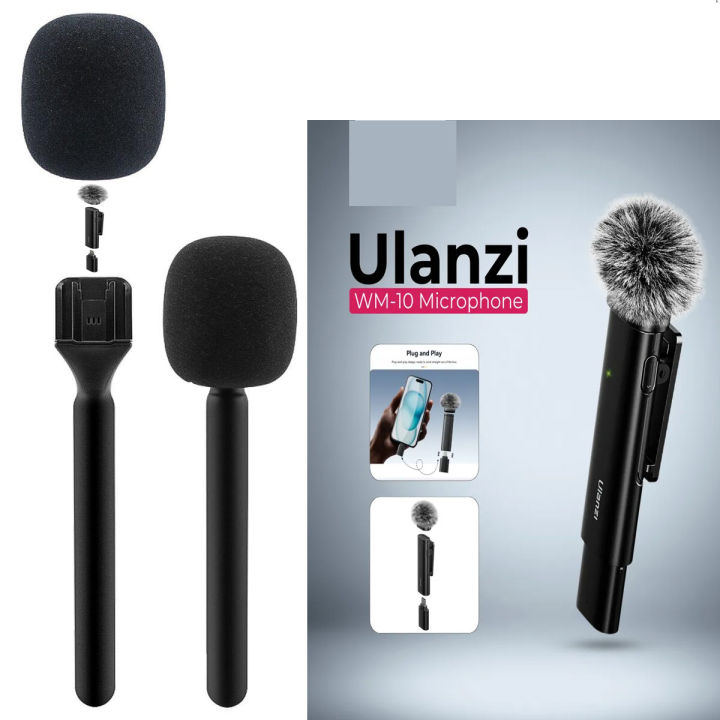 ULANZI%20WM-10%20Wireless%20Lavalier%20Microphone,%202.4GHz%20Mini%20Lapel%20Mic,%2010M%20Transmission%20for%20Video%20Recording,%20Vlogging,%20Interview%20Handheld%20Wireless%20Microphone%20Handle%20Grip%20Stick%20Plug%20and%20Play%20Handle%20Adaptor%20for%20MIH%20Bee%20Street%20Interview%20Wireless%20Microphone%20-%20Image%203