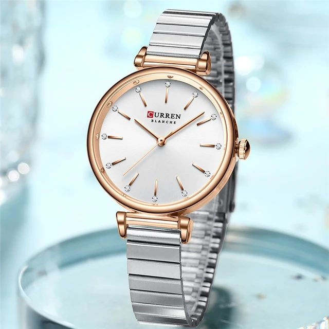 Curren 9081 Stainless Steel Analog Watch For Women - Silver & Pink