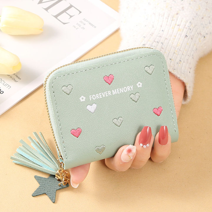 Lovely%20Heart%20Embroidered%20PU%20Leather%20Women's%20Zipper%20Coin%20Wallet%20%20Star%20Pendant%20Short%20-%20Image%205