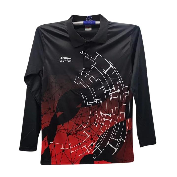 LI-NING Sports Jersey (Full Sleeve)- Black Jersey