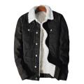 【Alien Alien】 Super Soft Popular Lapel Buttons Jean Jacket Winter Men Jean Outerwear Solid Color for Office. 