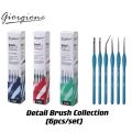 Giorgione 6 pcs Nylon Hair Wooden Handle Detailed Paint Brushes set.