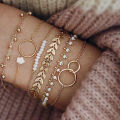 6pcs/sets Bohemian Beaded Bracelets for Women Pretty Flowers Leaf Hollow Out Geometry Adjuatble Tassel Jewelry 9143.