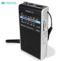 Retekess PR15 Pocket NOAA Weather Radio, AM FM Radio Portable, Little Transistor Radio Powered by AAA Batterys for Walking, Camping (Silver Black). 