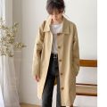 Women's Trench Coat Outerwears Korean Version Simple Casual Loose Solid Color Medium Long Top Jacket For Women Impermeable Mujer.