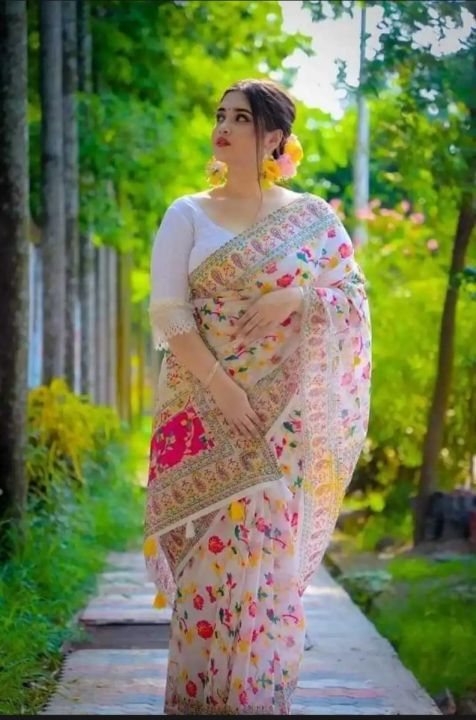 Tangail Halfsilk screen print saree for women (same as picture)