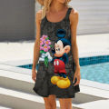 Hot selling girl Mickey Mouse Print Summer Beach Women's Wrap Skirt Sunscreen Bikini Strap Open Back Women's Swimsuit. 