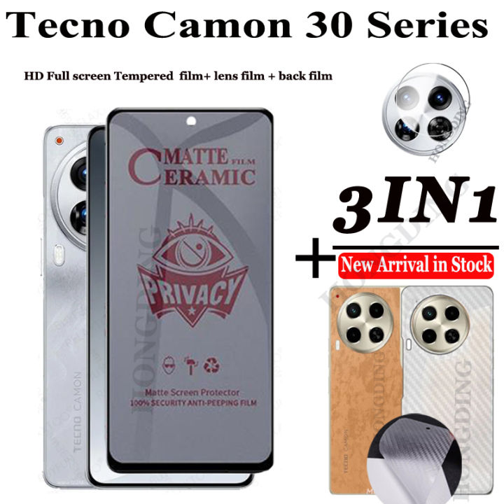 BLKNAIM%203in1%20Full%20Cover%20Anti-Spy%20Screen%20Protector%20For%20tecno%20camon%2030/tecno%20camon%2030Pro/tecno%20camon%2030%20premier%20Privacy%20Ceramic%20film%20Glass%20Tempered%20Glass%20Lens%20-%20Image%202