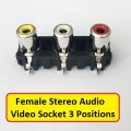 2Pcs Female Stereo Audio Video Socket 3 Positions AV RCA Socket Connector Panel Mount Adapter For Audio Video TV DVD Computer Speaker Cables.