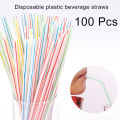 HIFUAR Drinking Straws Flexible Straws Disposable Plastic Bendable Straws Striped Multi Colored Straws For Party Home Kitchen 100Pcs/Pack. 