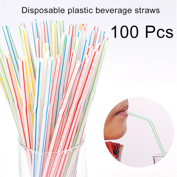 HIFUAR%20Drinking%20Straws%20Flexible%20Straws%20Disposable%20Plastic%20Bendable%20Straws%20Striped%20Multi%20Colored%20Straws%20For%20Party%20Home%20Kitchen%20100Pcs/Pack%20-%20Image%202