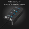 4 Port USB Hub Splitter 3.0 for Desktop Laptop Computer, USB Extender Hub with Individual Switches. 