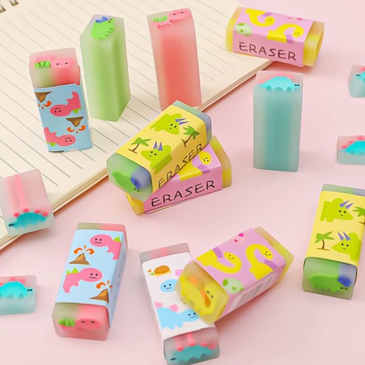Dinosaur Erasers Cute Novelty Pencil Erasers, Fun Animal Erasers Bulk for Kids, Soft Erasers Desk Pets, Classroom Homework Rewards Games Prizes School Office Art Supplies Gifts
