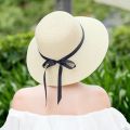 YOYOCORN Straw hat female summer small fresh hat sun hat floating belt sunscreen folding large coastal sun hat beach cap.
