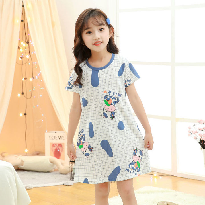 Girls'%20Nightdress%20Children's%20Summer%20Clothing%20Short-Sleeved%20Cotton%20Dress%20Little%20Girl%20Thin%20Pajamas%20Princess%20Children's%20Loungewear%20-%20Image%206