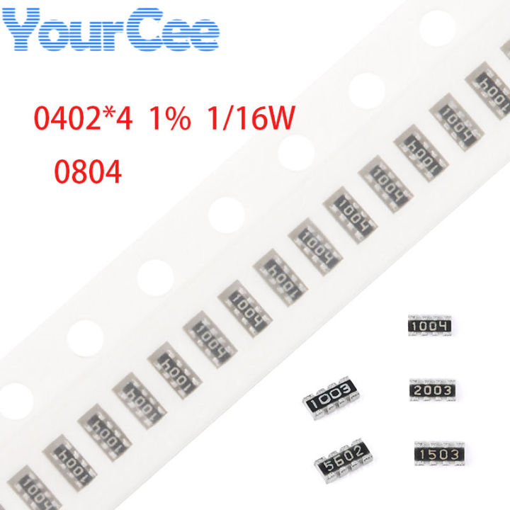 100pcs 0804 0402*4 Network Resistor 1% SMD Array 0~1M 10 15 22 24 30 47 82 1K 2K 2.2K 3K 3.3K 10K 30K 56K 100K 150K 200K 1M ohm